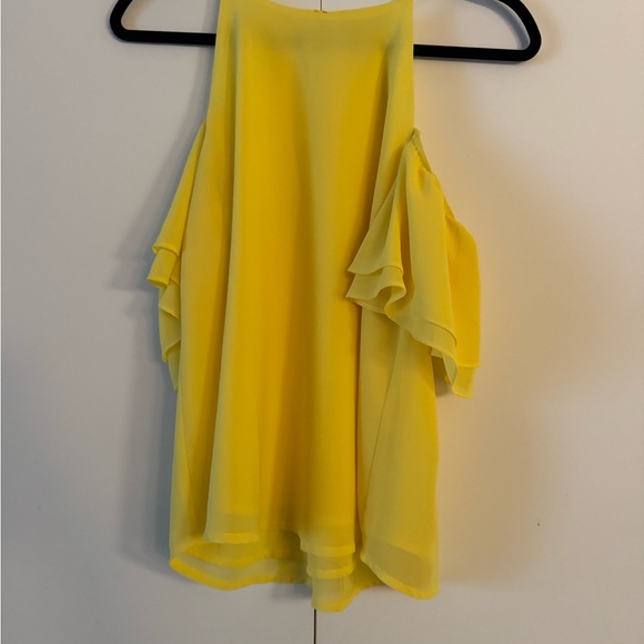 Naked Zebra Yellow Ruffled Cut Out Blouse - Picture 4 of 7